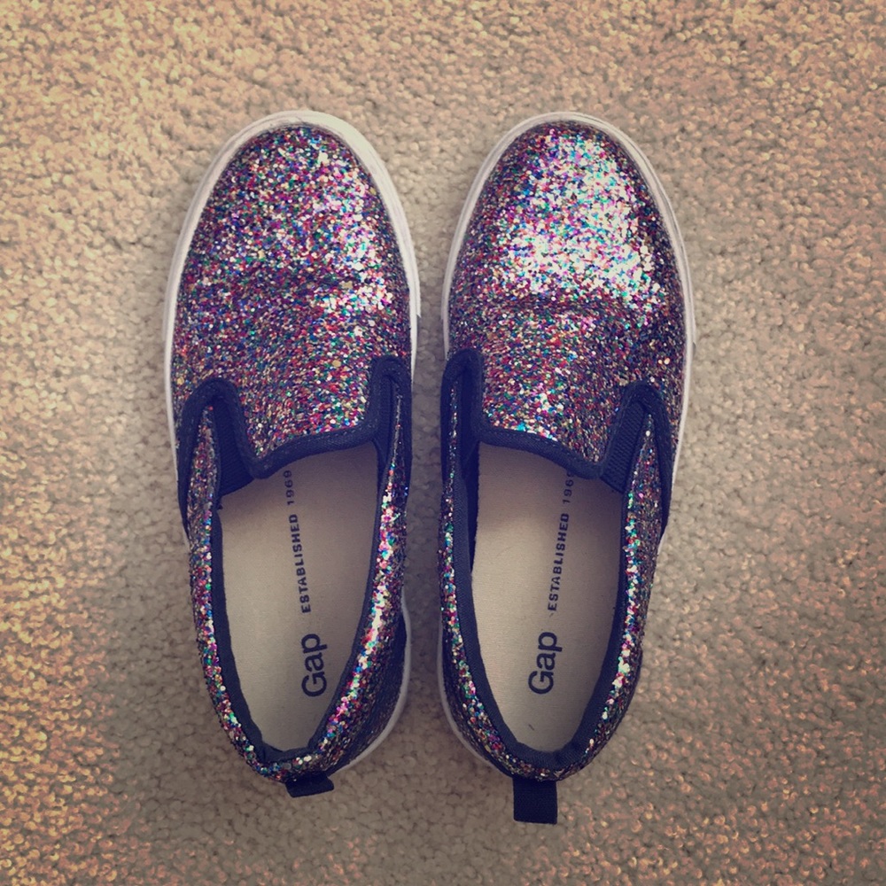 Girls glitter slip on sneakers size 13 Gap